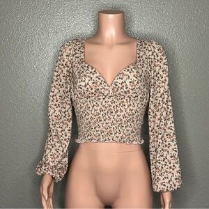 Bloomfield top smocked floral blouse size medium